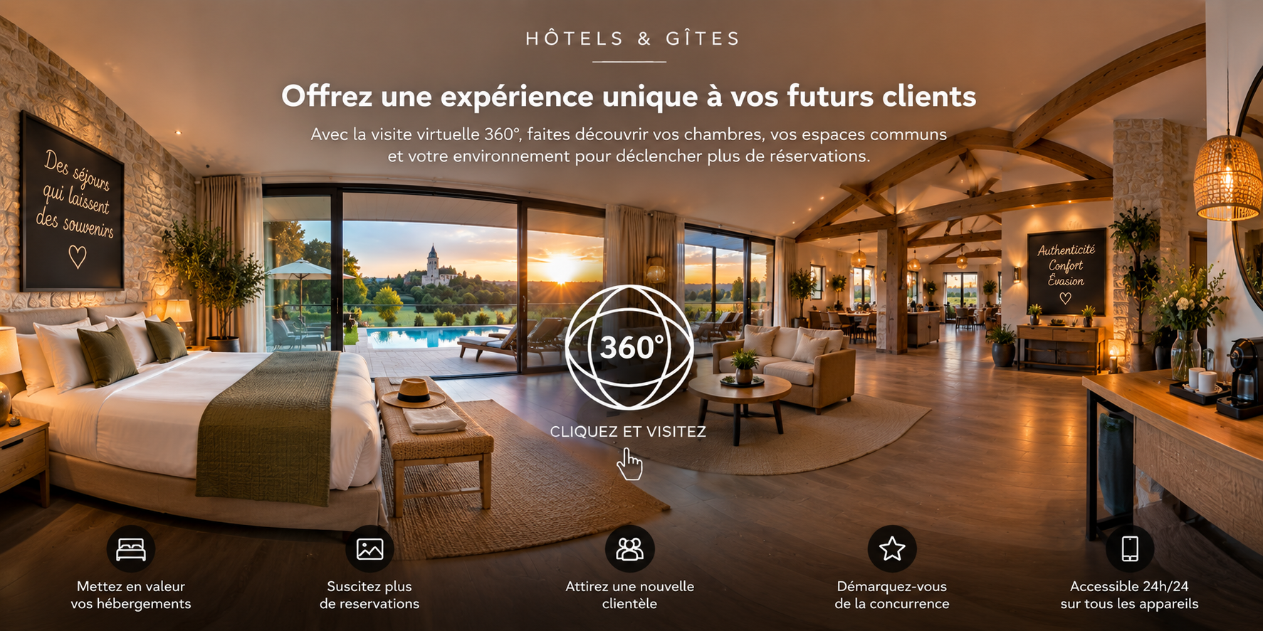 Création visite virtuelle 360 hôtel et gîte